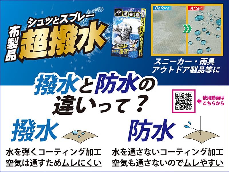 超はっ水剤弾き　布製品用 容量100ML 友和 撥水・防水スプレー