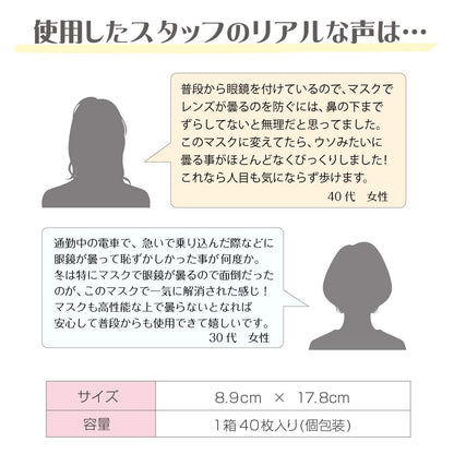 メガネが曇りにくいマスク個包装 40枚 容量40枚 ＡＲメディコム マスク