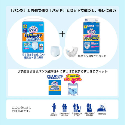 アテントうす型さらさらパンツ通気性プラスL男女共用20枚 容量20枚 大王製紙 大人用オムツ