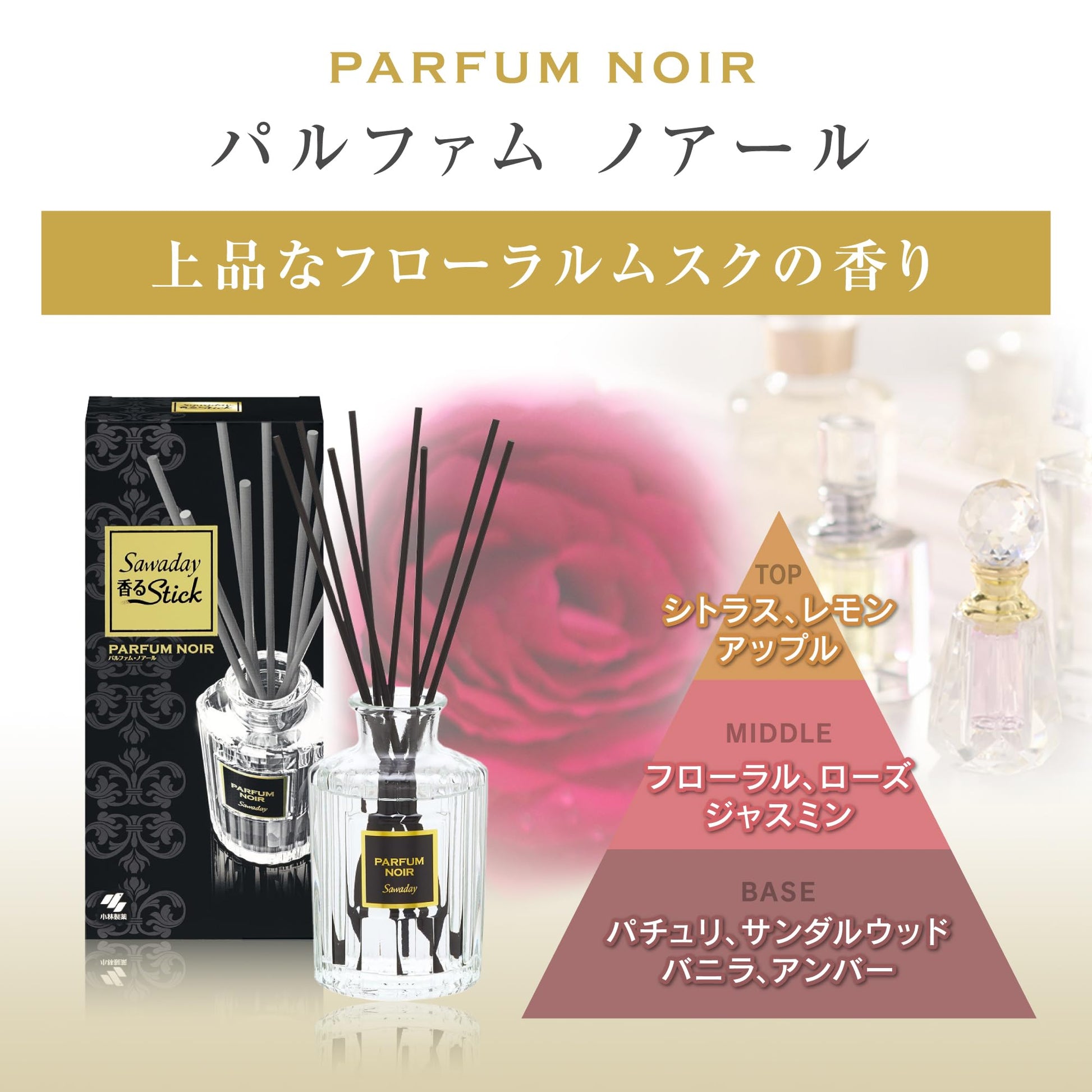 SAWADAY香るSTICKグランパルファムパルファムノアール 容量140ML 小林製薬 芳香剤・部屋用