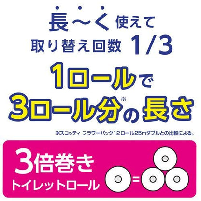 スコッティ フラワーパック 3倍長持ち 8ロール（ダブル）容量8コ日本製紙クレシアトイレットペーパー