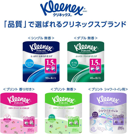 クリネックス 長持ち シャワートイレ用 8ロール（ダブル）容量8ｺ日本製紙クレシアトイレットペーパー