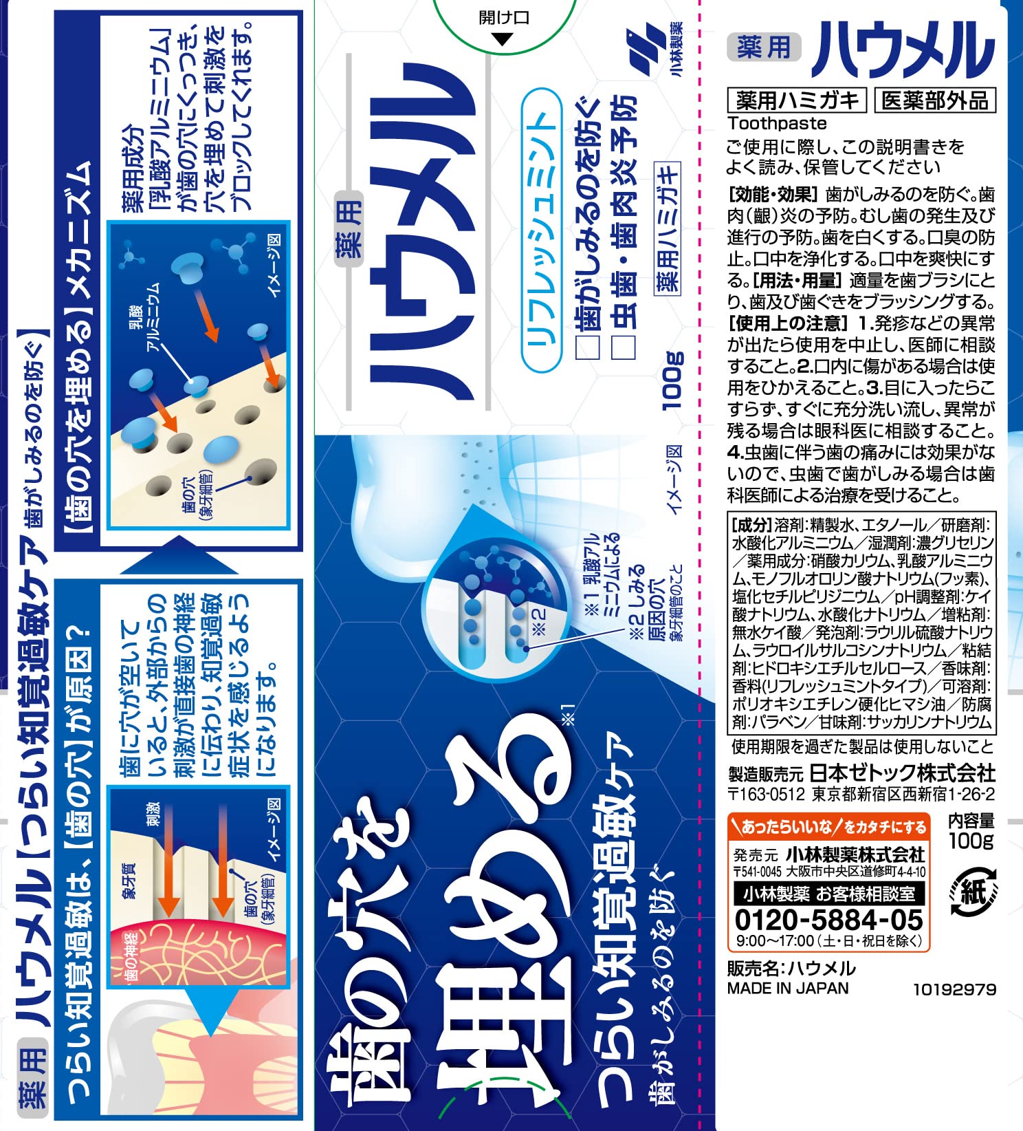 ハウメル 容量100G 小林製薬 歯磨き