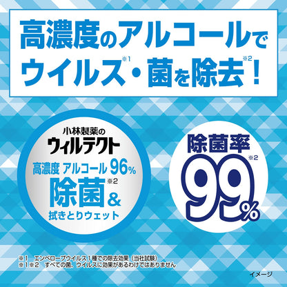 ウィルテクト高濃度アルコール除菌＆ふき取りウェットシート５０枚入り 容量50ﾏｲウェットティッシュ