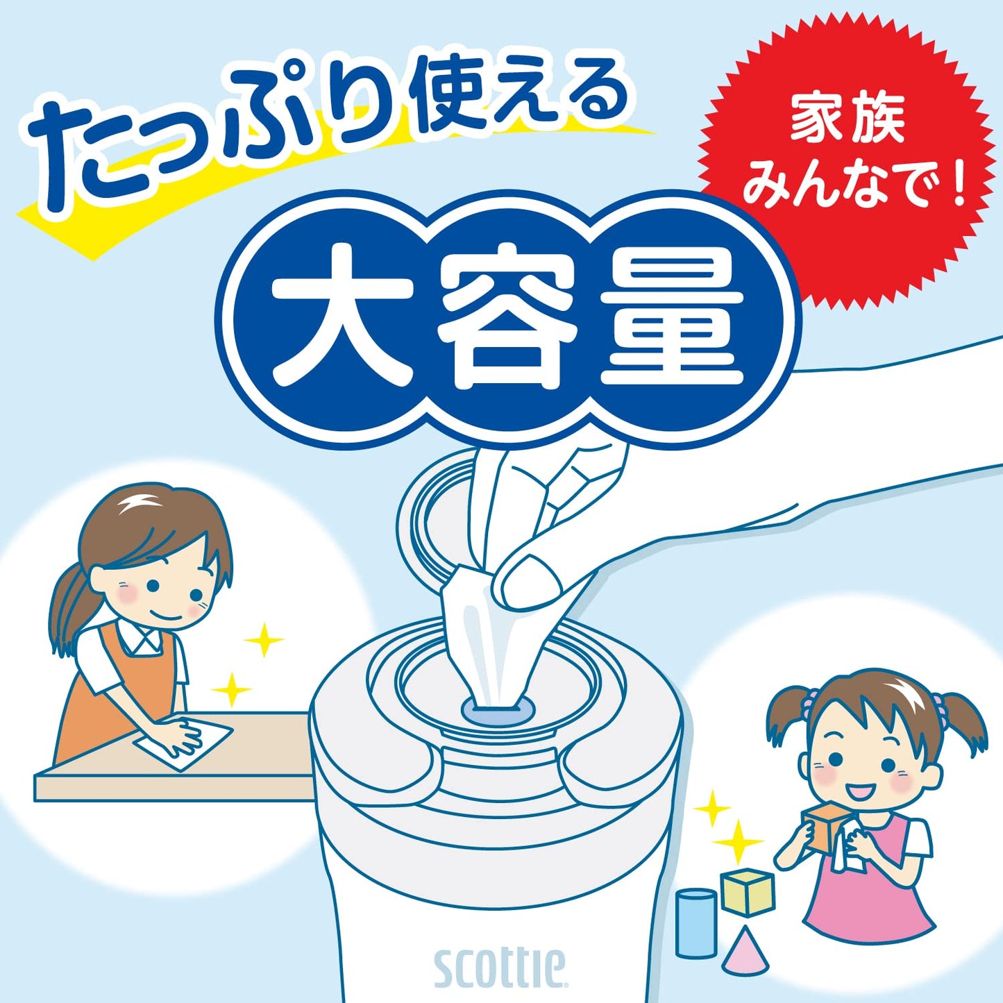 スコッティ　ウェットティシュー　除菌　アルコールタイプ　１２０枚　つめかえ用　２コパック容量2ｺ