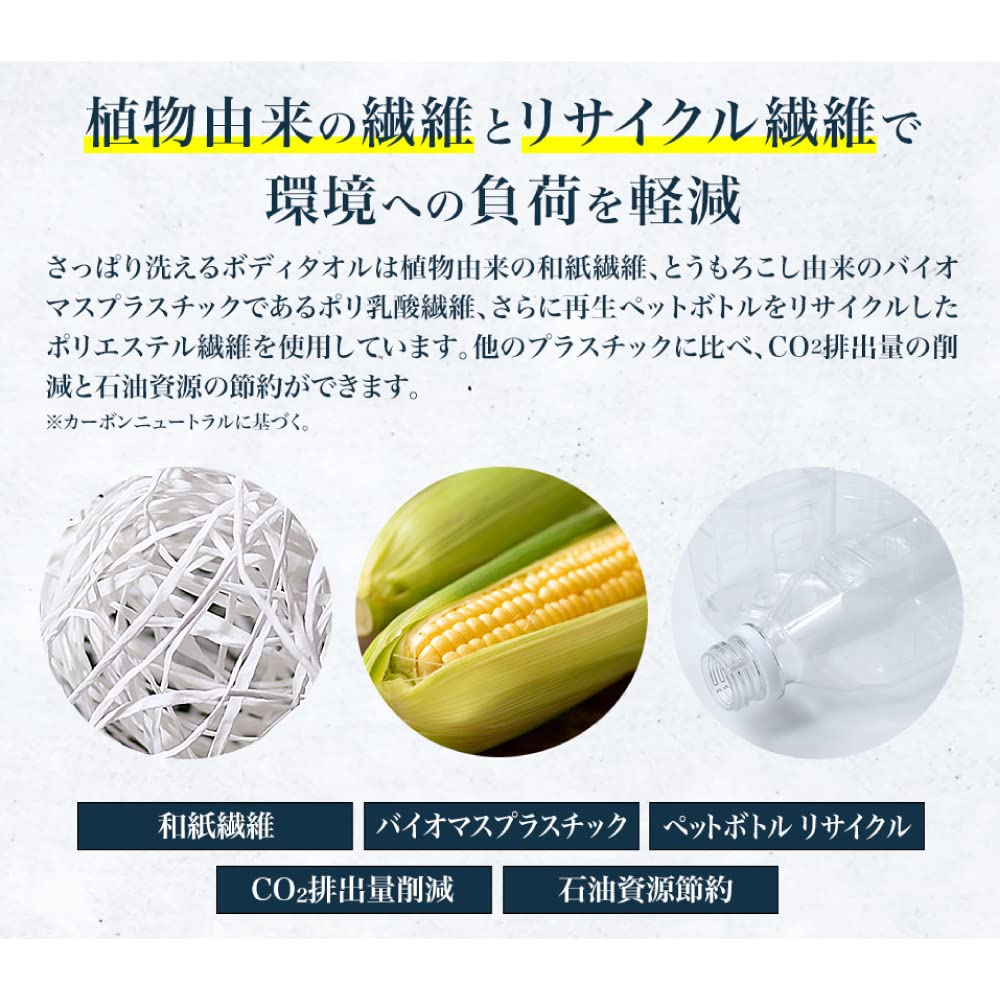 エコロジーニ　さっぱり洗えるボディタオル　天然抗菌 容量1ﾏｲ キクロン ボディタオル・スポンジ
