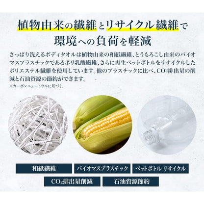 エコロジーニ　さっぱり洗えるボディタオル　天然抗菌 容量1ﾏｲ キクロン ボディタオル・スポンジ