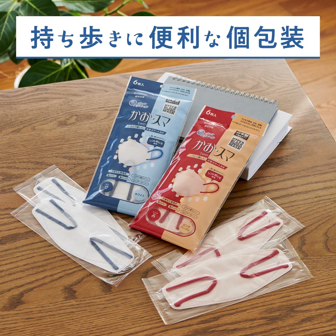 ハイパーブロックマスク　かおスマホワイト×碧６枚 容量6ﾏｲ 大王製紙 マスク