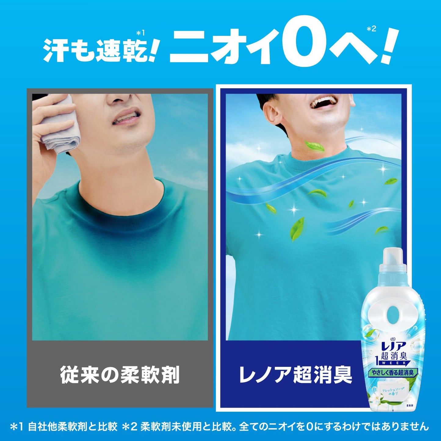 レノア超消臭１ｗｅｅｋやさしく香る超消臭フレッシュソープの香りつめかえ用特大サイズ容量920ML柔軟剤