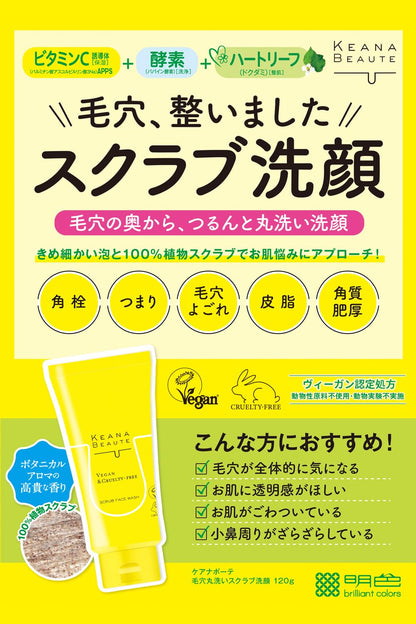 ケアナボーテ毛穴丸洗いスクラブ洗顔 容量120G 明色化粧品 洗顔・クレンジング