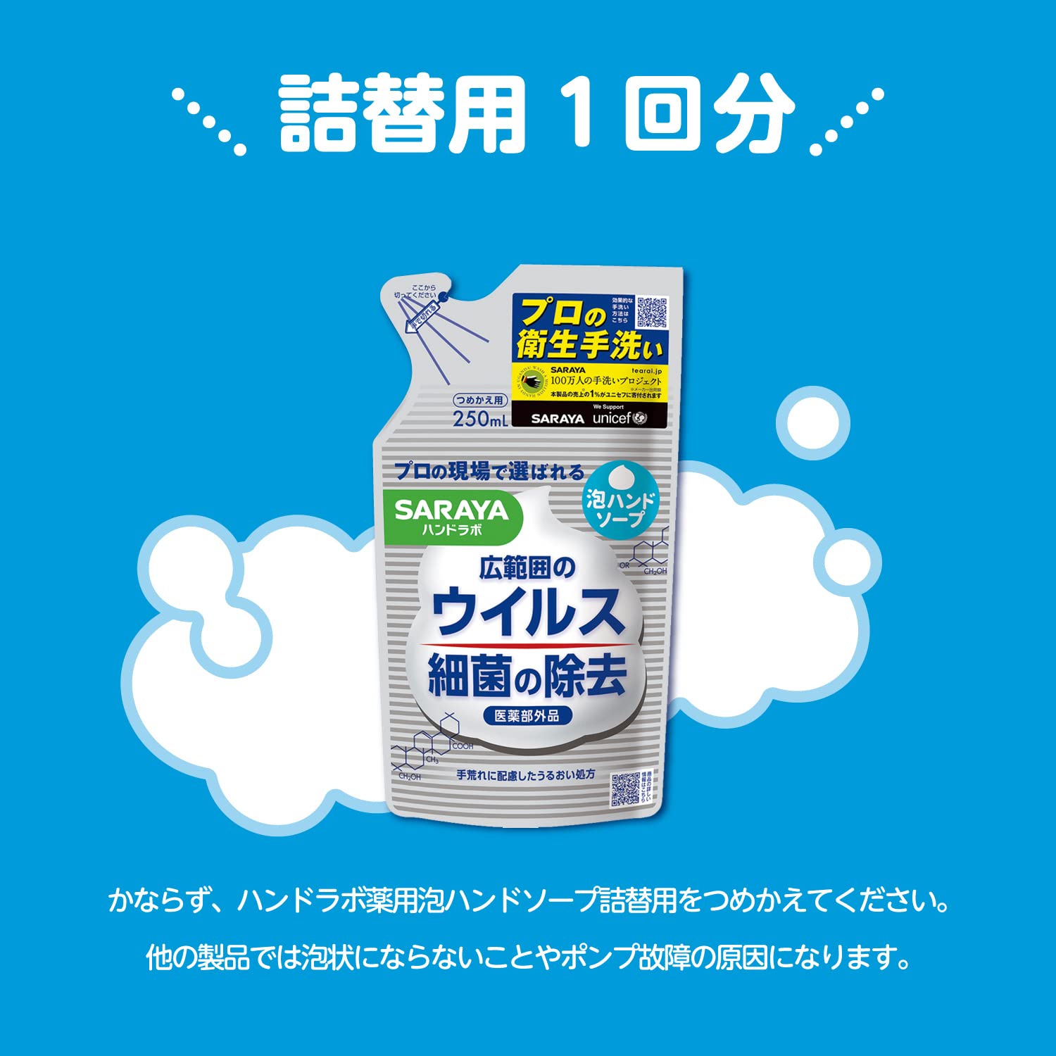 ハンドラボ　薬用泡ハンドソープ　詰替用　２５０ｍｌ 容量250ML サラヤ ハンドソープ