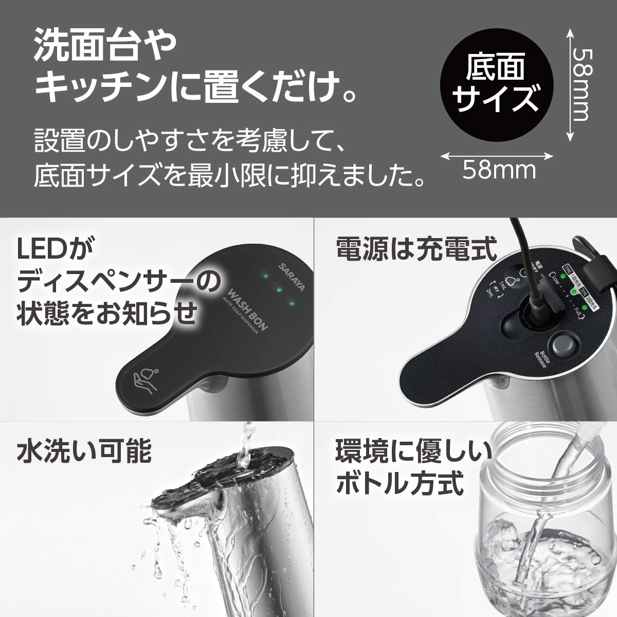 ウォシュボン　オートソープディスペンサー　ホワイト　ＵＤ－６６００ＦＮ－Ｗ容量1ｺハンドソープ