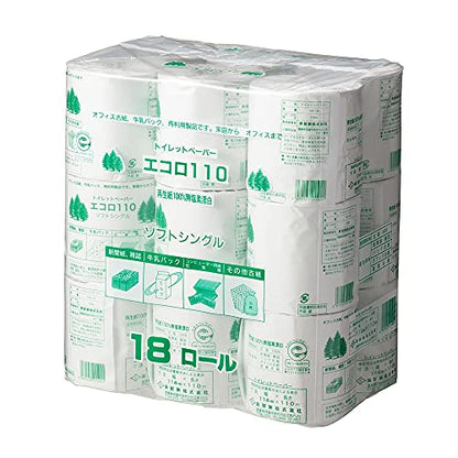 エコロ１８ロールシングル１１０メートル巻１０７幅 容量18R 泉製紙 トイレットペーパー