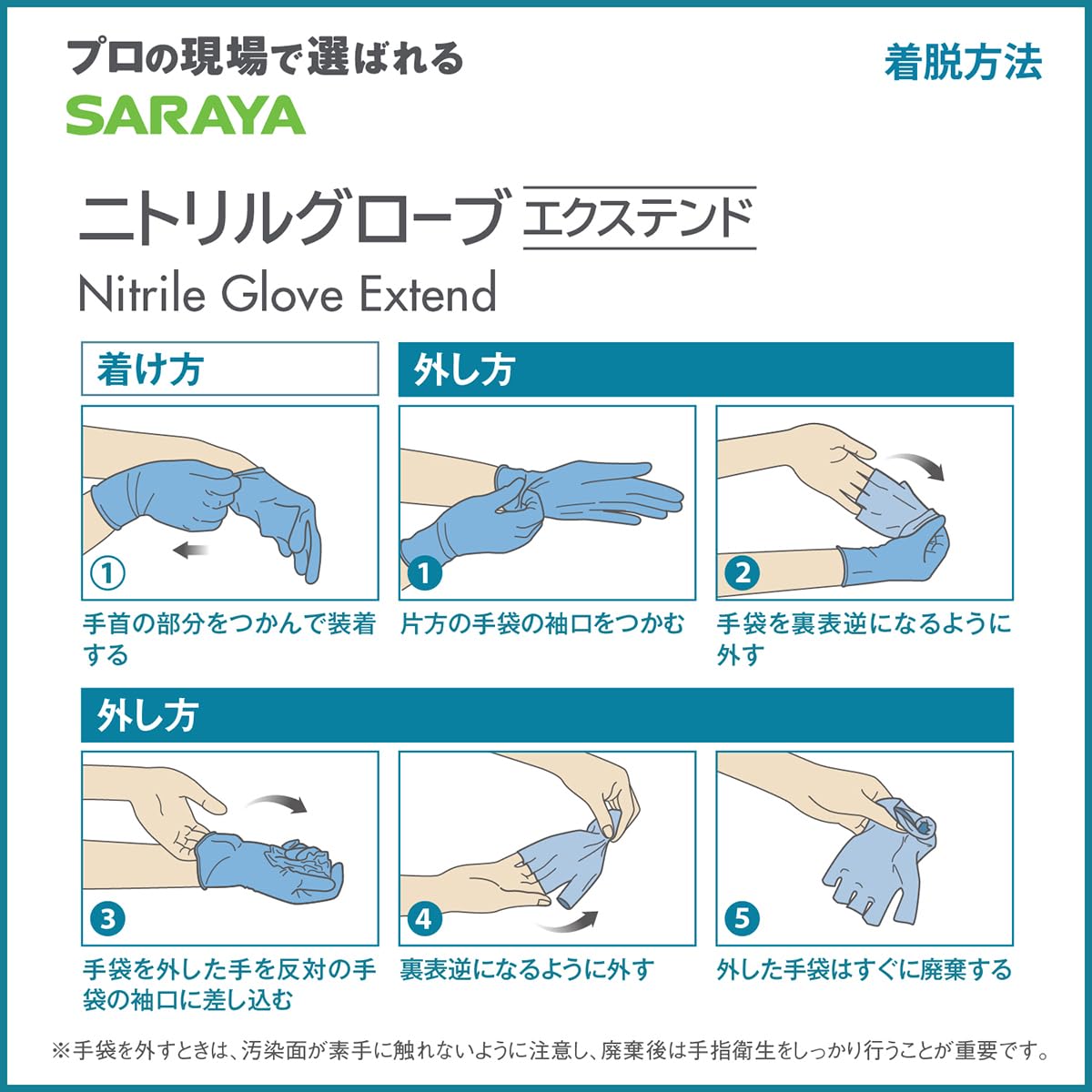 ニトリルグローブエクステンド　Ｍ　１００枚 容量100マイ サラヤ 台所用品