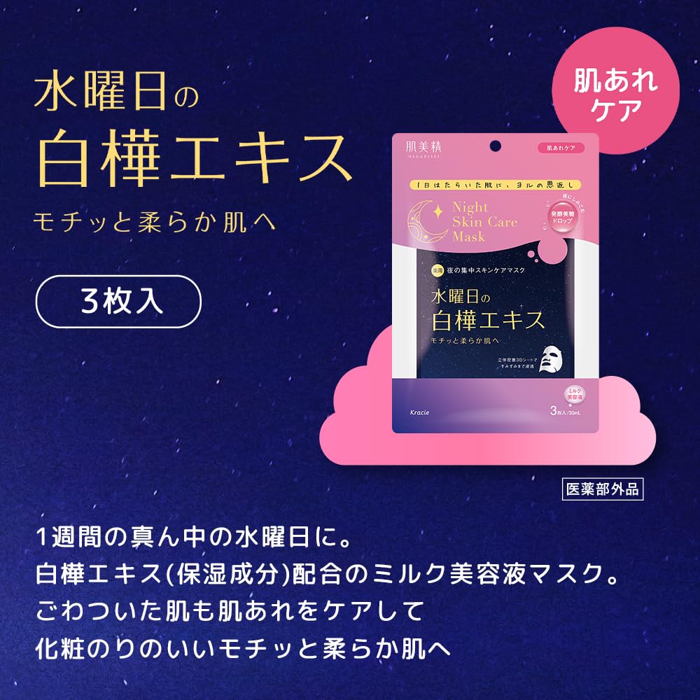 肌美精　薬用水曜日のナイトスキンケアマスク容量3マイ シートマスク
