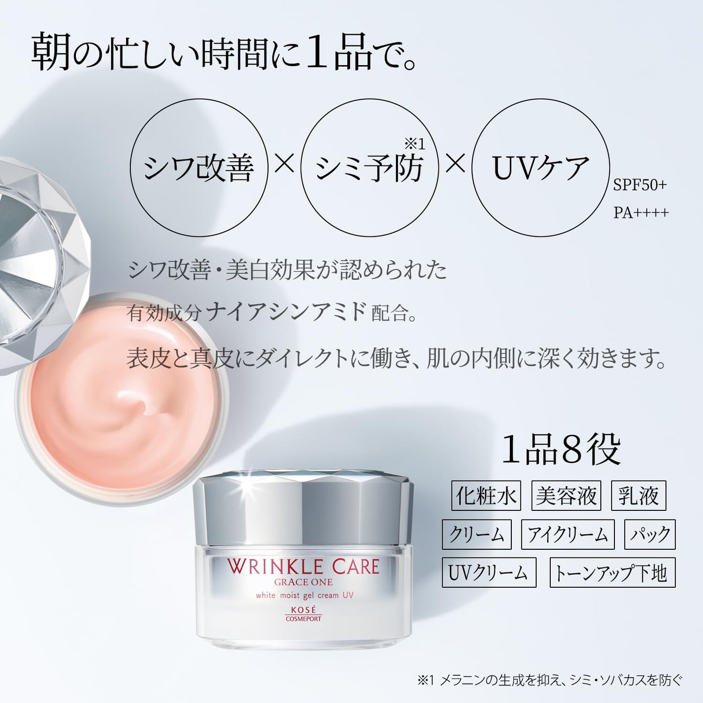 グレイス　ワン　リンクルケア　ホワイト　モイストジェルクリーム　ＵＶ 容量60G化粧品