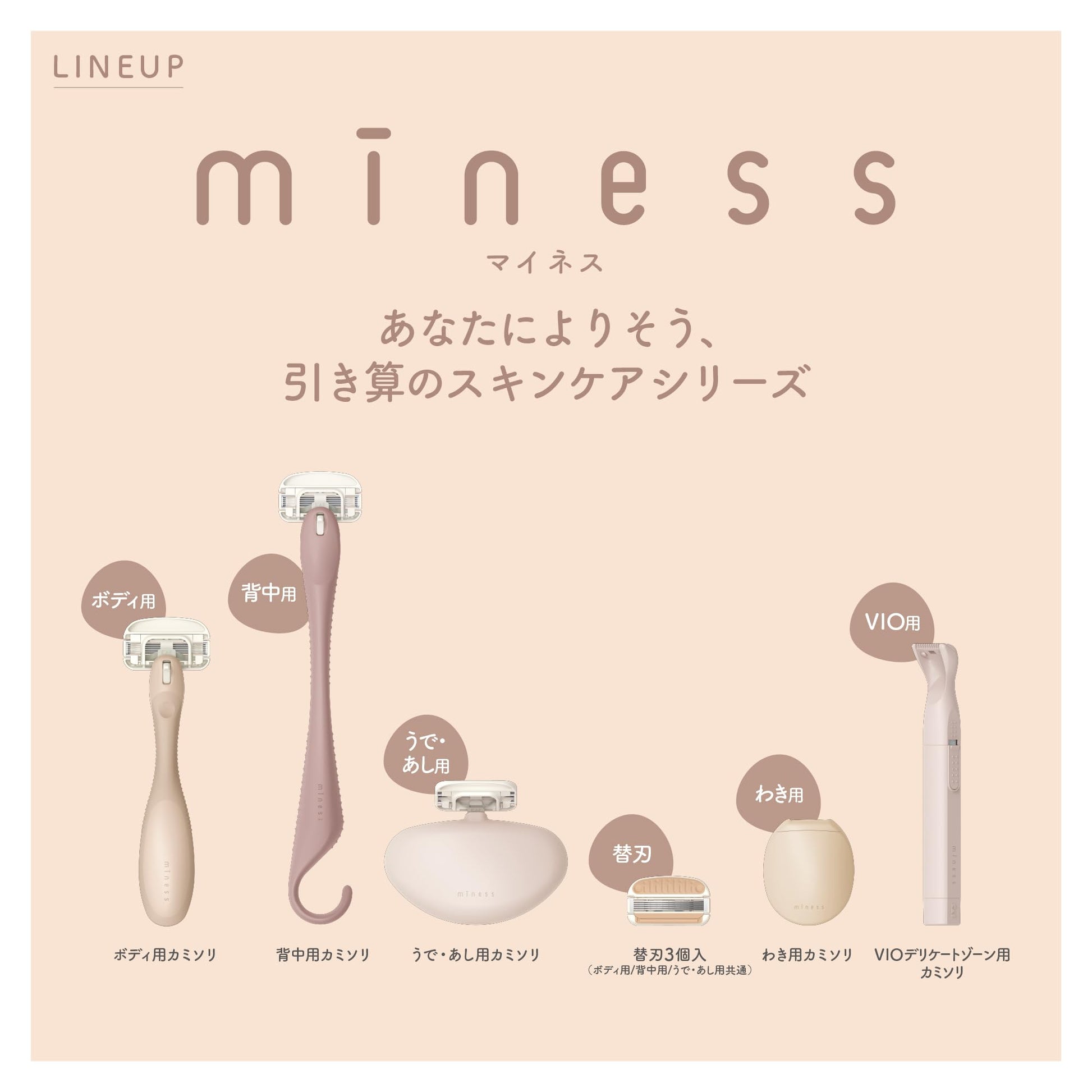 ＧＡ０１３０　ｍｉｎｅｓｓ　ボディ用カミソリ　替刃２個付 容量2ｺ 貝印 女性用カミソリ