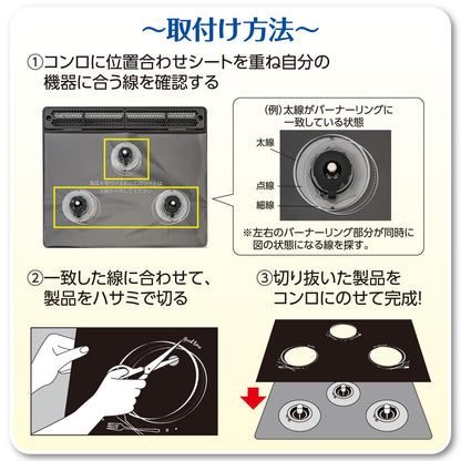 幅６０ｃｍ用システムガスマットＳＯＦＴカトラリー柄ブラック 容量1ﾏｲ 東洋アルミ アルミ