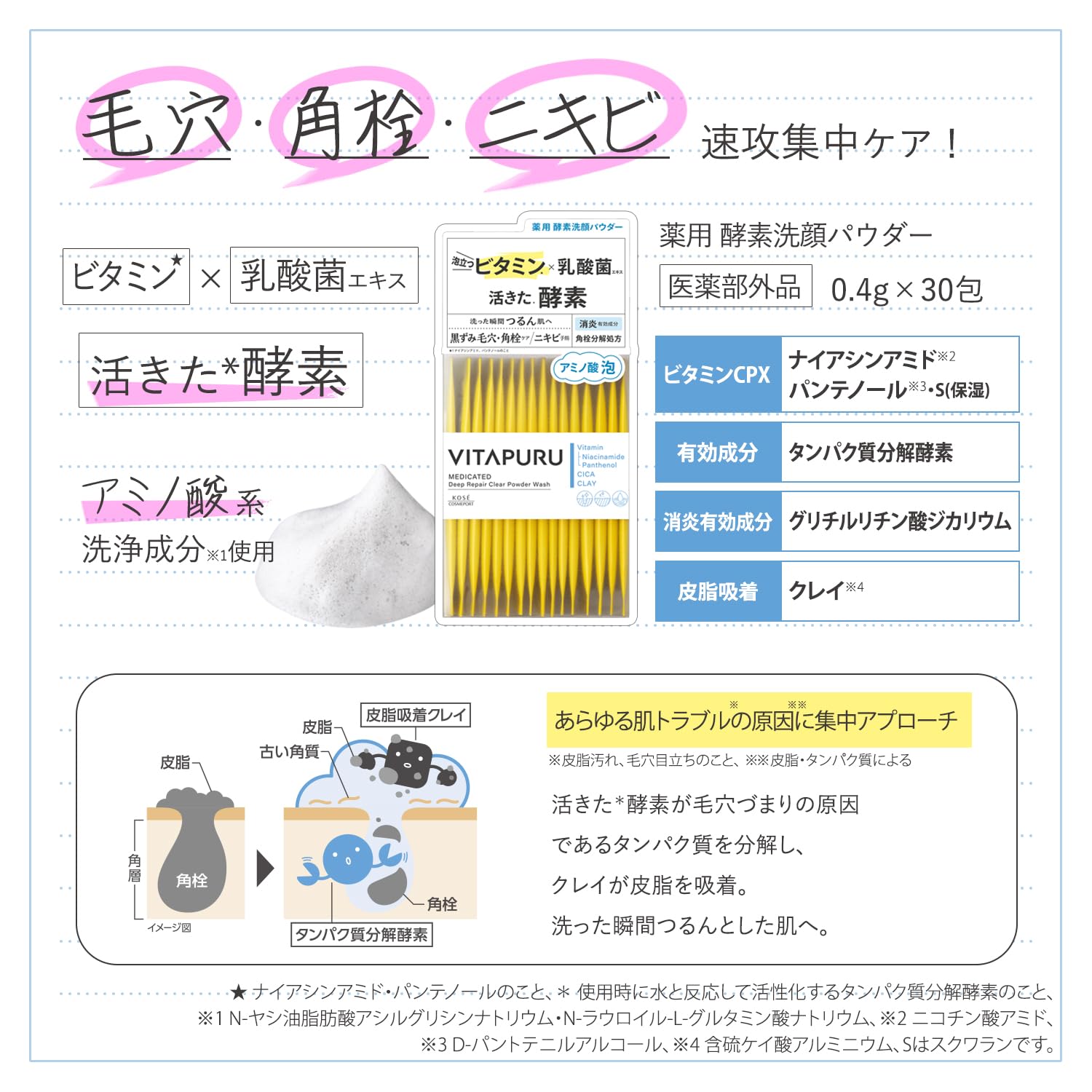 ビタプル　ディープリペア　クリアパウダーウォッシュ 容量30ﾎｳコーセーコスメポート 洗顔・クレンジング