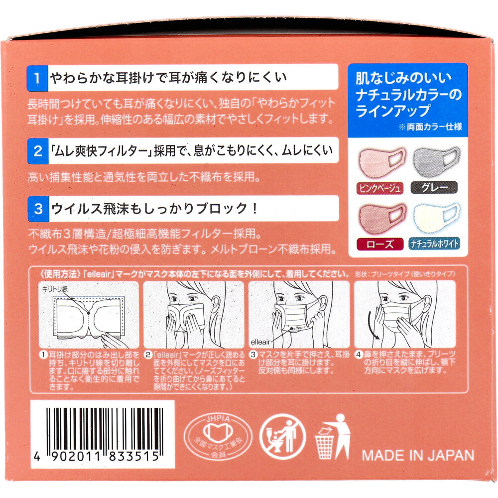 エリエール ハイパーブロックマスク エリカラ ピンクベージュ 小さめサイズ 30枚入 - MONOW 公式ショップ