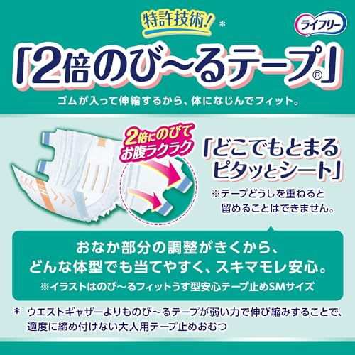 ライフリーのびーるフィットうす型軽快テープ止めＬ２０枚 容量20枚 大人用オムツ - MONOW 公式ショップ