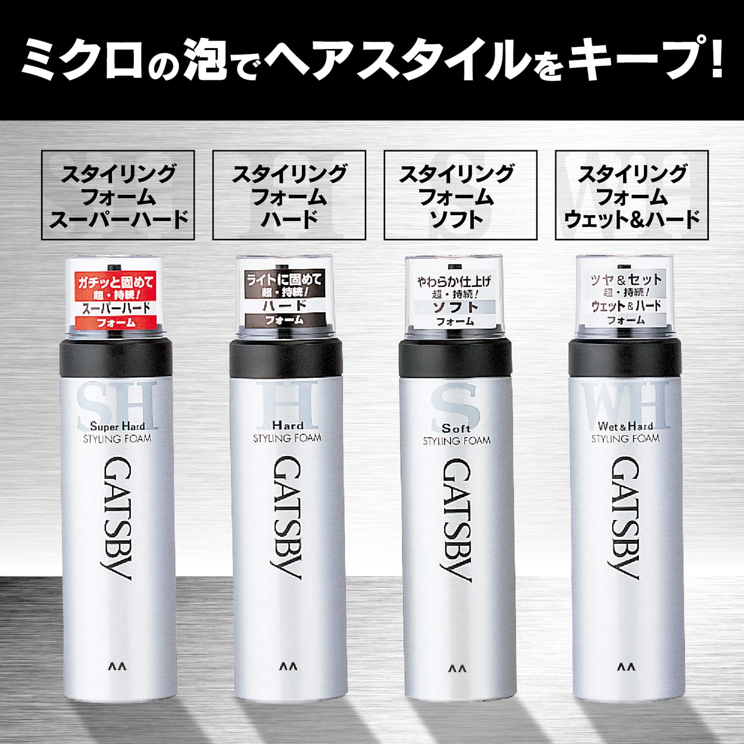 ギャツビー　スタイリングフォーム　ウェット＆ハード 容量185G マンダム スタイリング - MONOW 公式ショップ