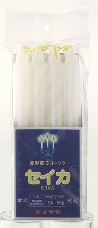 カメヤマ聖火印変形黄芯１５号（角袋） 容量560G カメヤマ ローソク