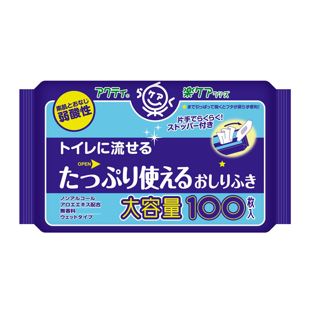 アクティトイレに流せるおしりふき１００枚 容量100枚 日本製紙クレシア おしりふき
