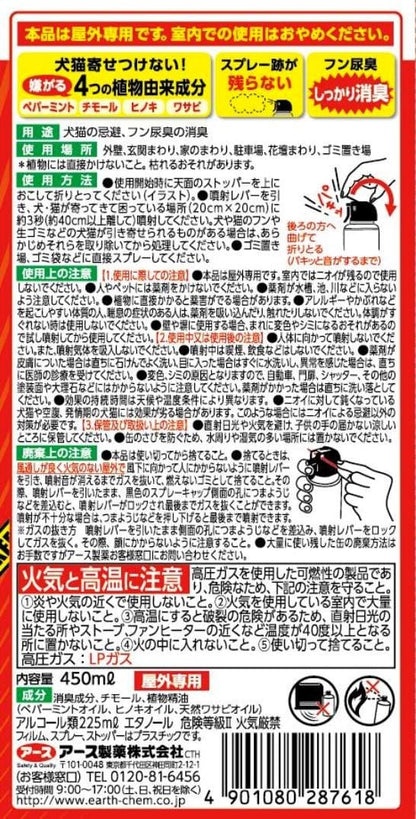 イヌ・ネコのみはり番スプレー４５０ＭＬ 容量450ML アース製薬 園芸用品・忌避剤