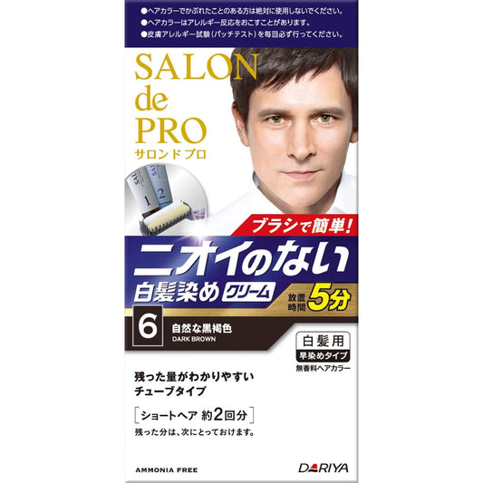 サロンドプロ無香料ヘアカラーメンズスピーディ（白髪用）　６自然な黒褐色 容量1個 ダリヤ ヘアカラー