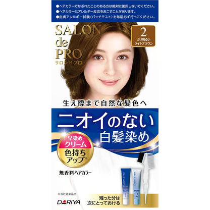 サロンドプロ無香料ヘアカラー早染めクリーム（白髪用）　２ より明るいライトブ 容量1個 ヘアカラー・白髪用
