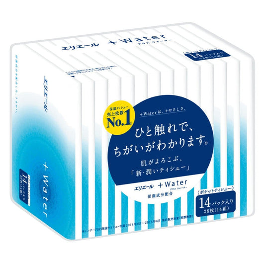 エリエール＋ＷＡＴＥＲポケット１４Ｗ×１４個 容量28枚 大王製紙 ティッシュ