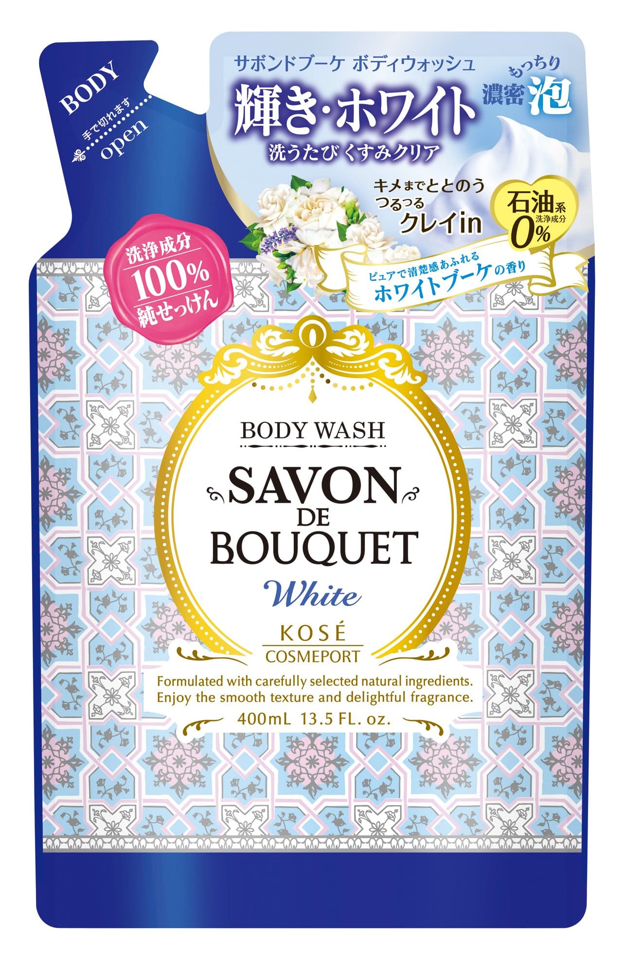 サボンドブーケ　ホワイト　ボディウォッシュ　つめかえ 容量400ML コーセーコスメポート ボディソープ