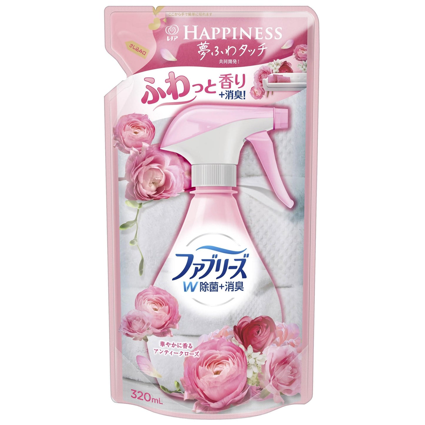 ファブリーズ　with　レノアハピネス　アンティークローズ＆フローラルの香り　つめかえ用 容量320ML 芳香剤
