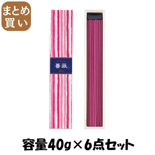 【まとめ買い】かゆらぎ　スティック　薔薇４０本 容量40G×6点セット 日本香堂 お香