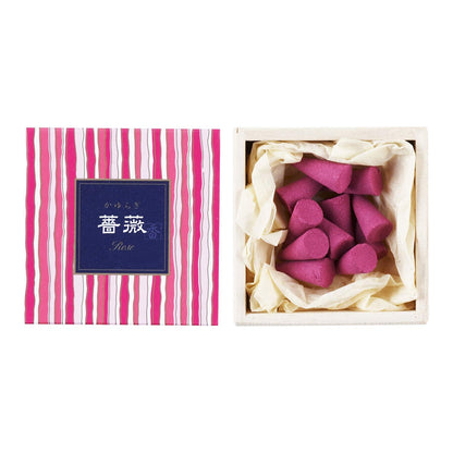 【まとめ買い】かゆらぎ　薔薇　コーン１２個入　香立付 6点セット 日本香堂 お香
