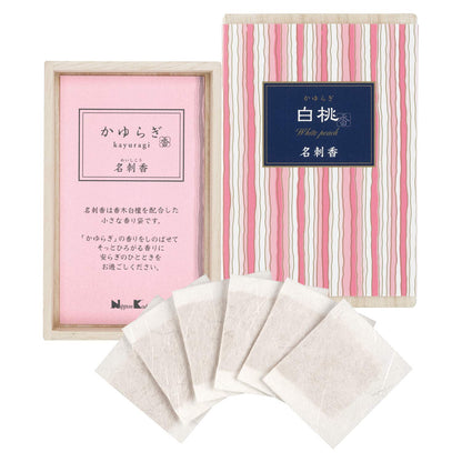 【まとめ買い】かゆらぎ　白桃　名刺香　桐箱６入 6点セット 日本香堂 お香