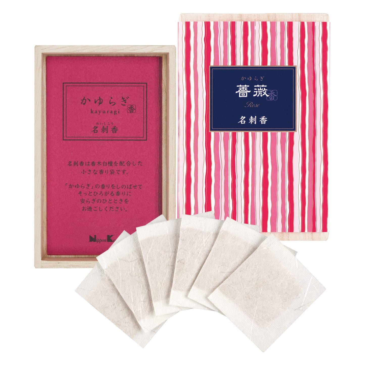 【まとめ買い】かゆらぎ　薔薇　名刺香　桐箱６入 6点セット 日本香堂 お香