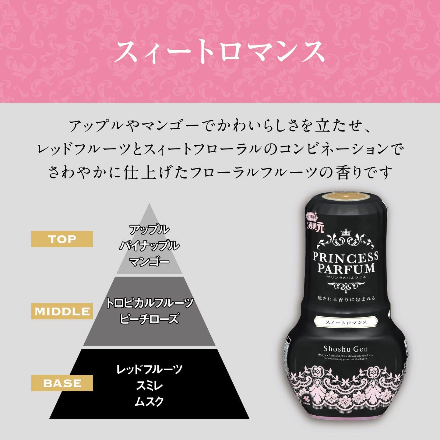 【まとめ買い】消臭元プリンセスパルファム　スィートロマンス 容量400ML×16点セット 小林製薬 芳香剤・部屋用