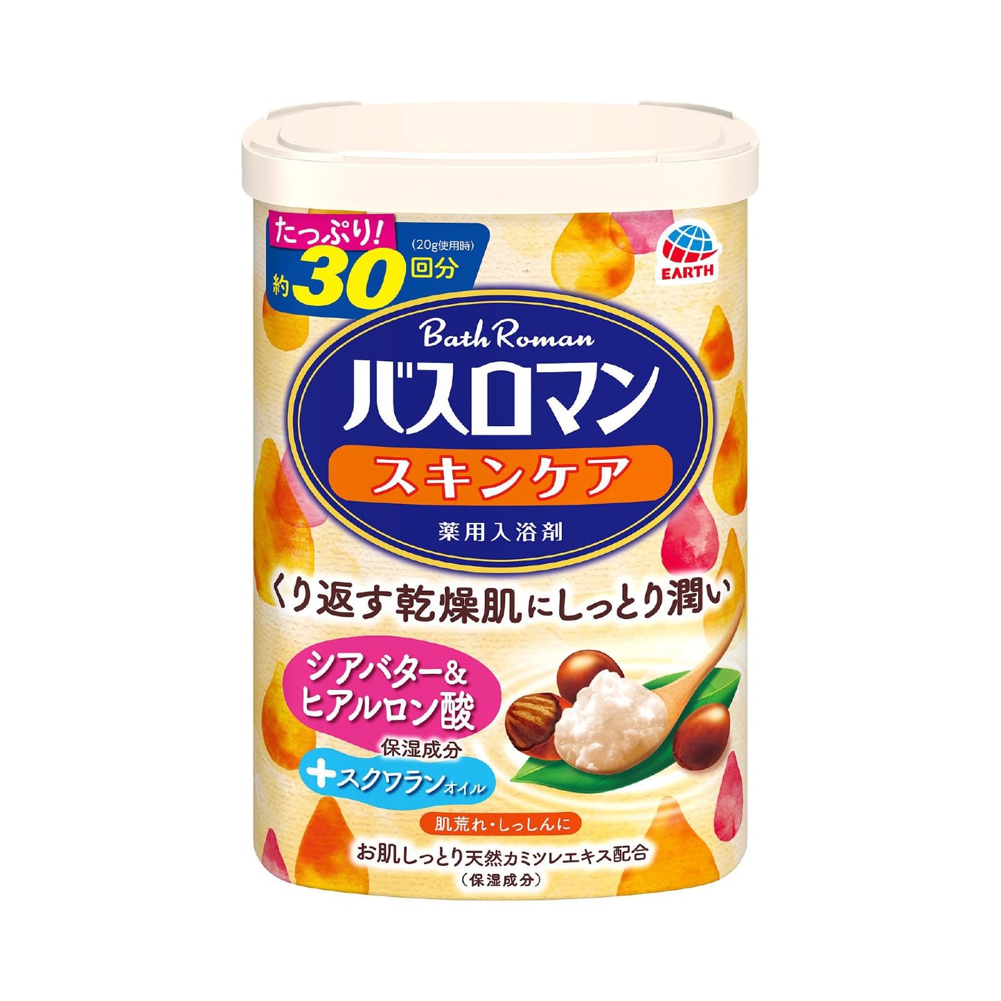 【まとめ買い】バスロマン　スキンケア　シアバター＆ヒアルロン酸 容量600G×15点セット アース製薬 入浴剤