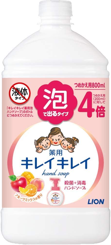 【まとめ買い】キレイキレイ　薬用泡ハンドソープ　詰替用特大サイズ　フルーツミックス 容量800ML×12点セット ハンドソープ