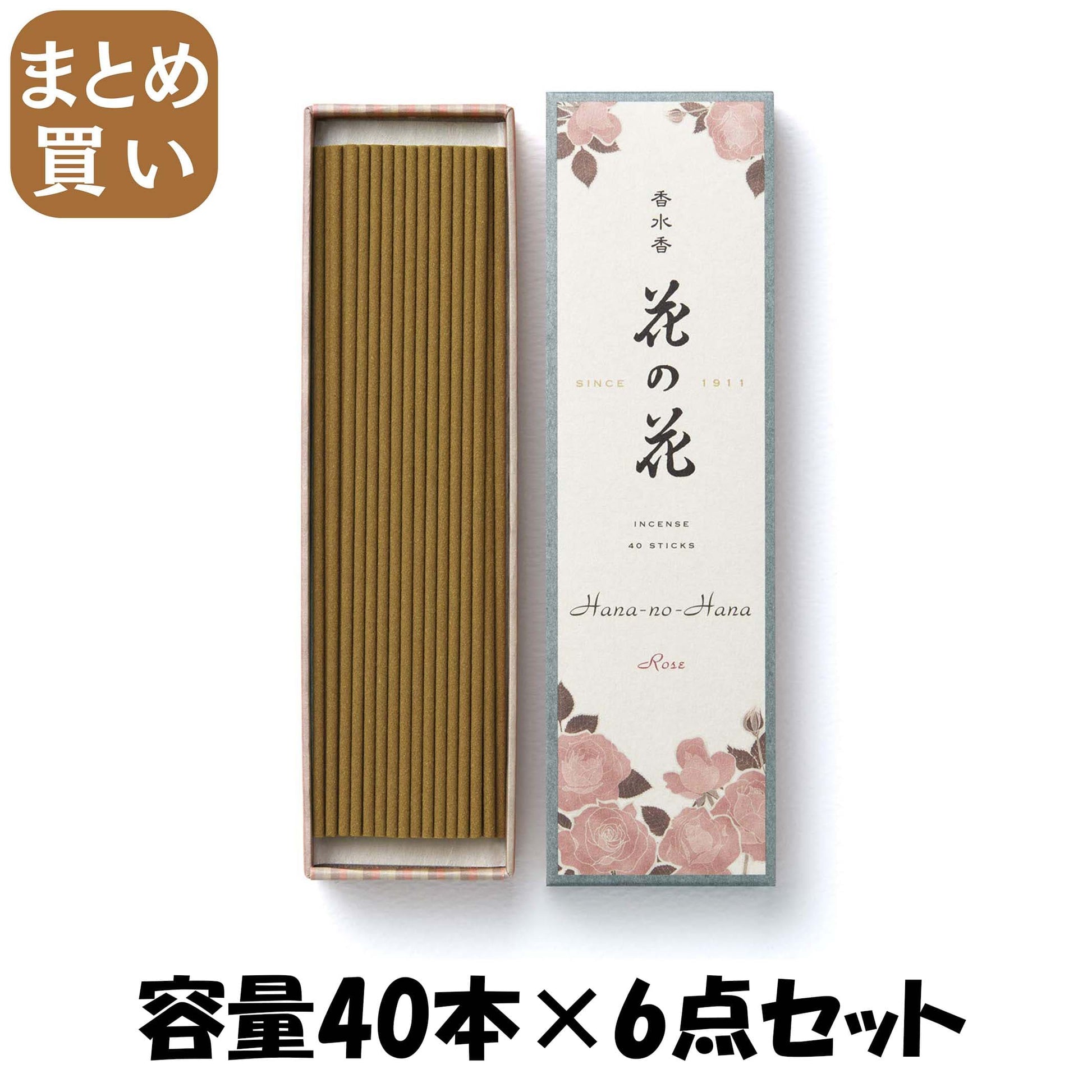 【まとめ買い】香水香　花の花　ばら　長寸４０本入 容量40本×6点セット 日本香堂 お香