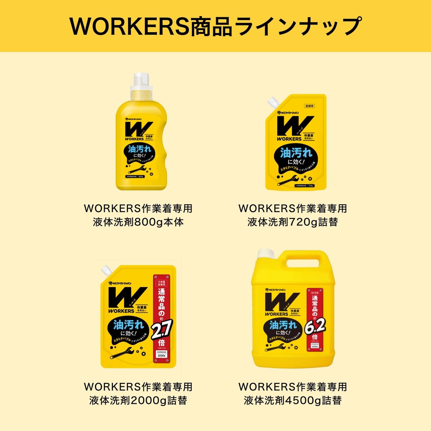 【まとめ買い】WORKERS 作業着液体洗剤800g 容量800G×12点セット ＮＳファーファ・ジャパン 衣料用洗剤