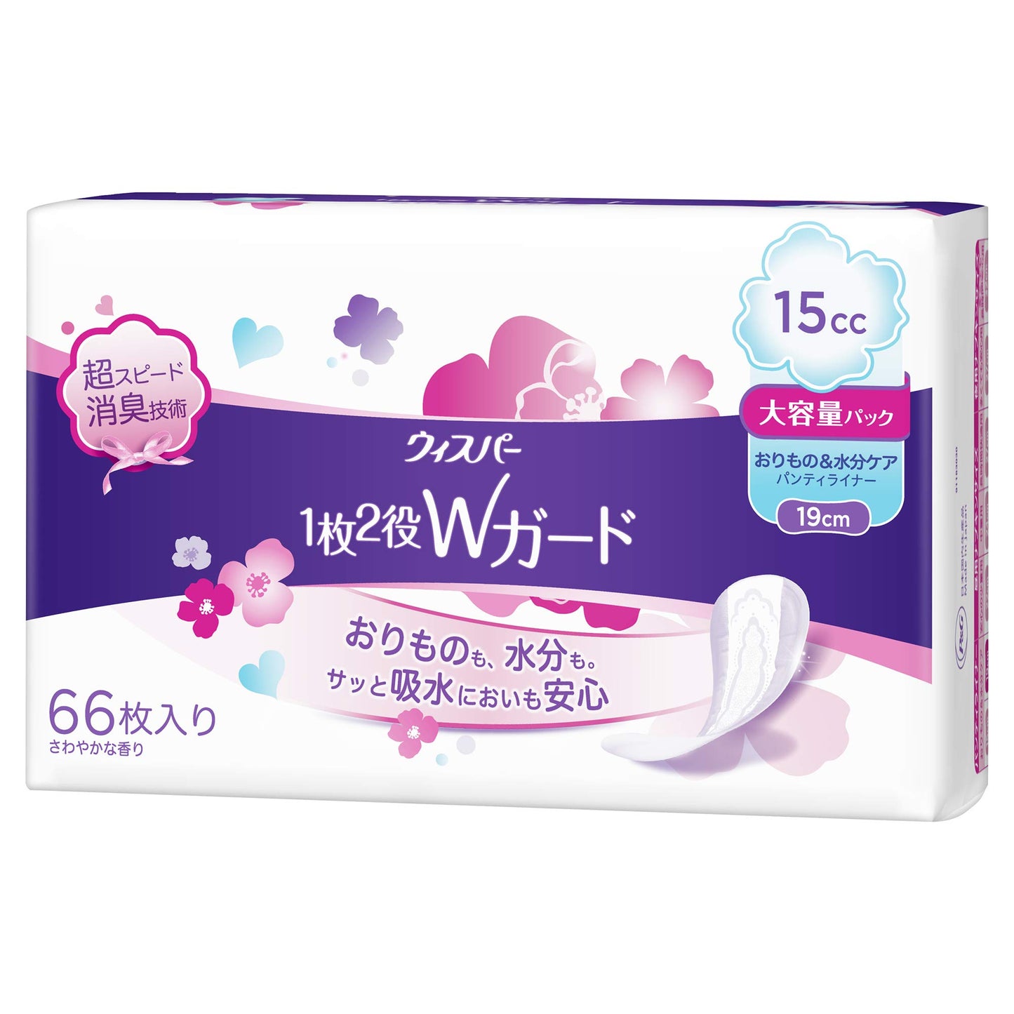 【まとめ買い】ウィスパー1枚2役Wガード おりもの＆水分ケア パンティライナー 15cc 66枚 容量66枚×10点セット Ｐ＆Ｇ 生理用品