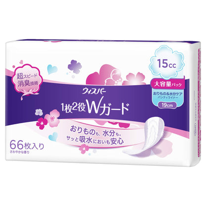 【まとめ買い】ウィスパー1枚2役Wガード おりもの＆水分ケア パンティライナー 15cc 66枚 容量66枚×10点セット Ｐ＆Ｇ 生理用品