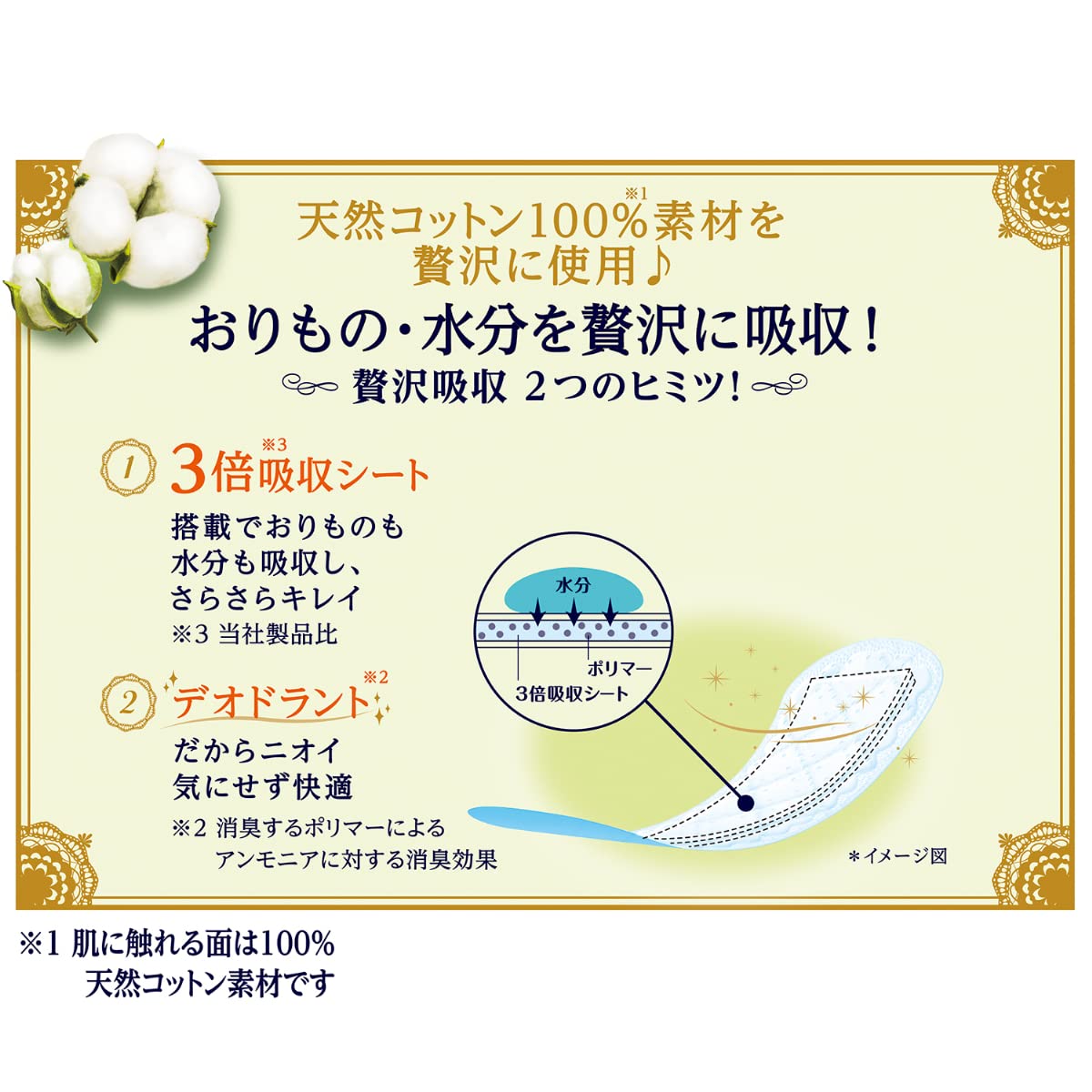 【まとめ買い】ソフィ Kiyoraぜいたく吸収天然コットン少し多い用 44枚 容量44枚×24点セットユニ・チャーム 生理用品