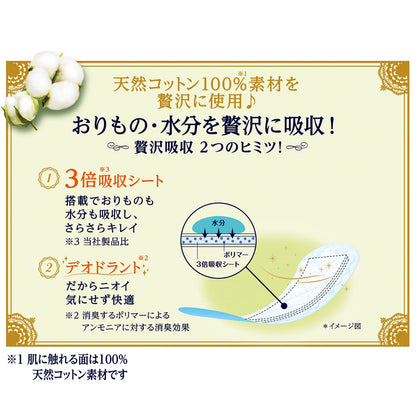【まとめ買い】ソフィ Kiyoraぜいたく吸収天然コットン少し多い用 44枚 容量44枚×24点セットユニ・チャーム 生理用品
