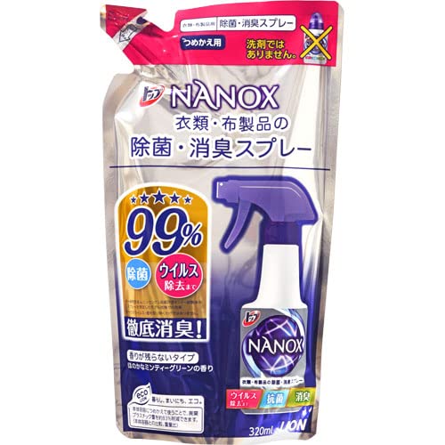 【まとめ買い】トップ NANOX 衣類・布製品の除菌・消臭スプレー 詰替え 320ml 容量320ML×24点セット ライオン スプレー
