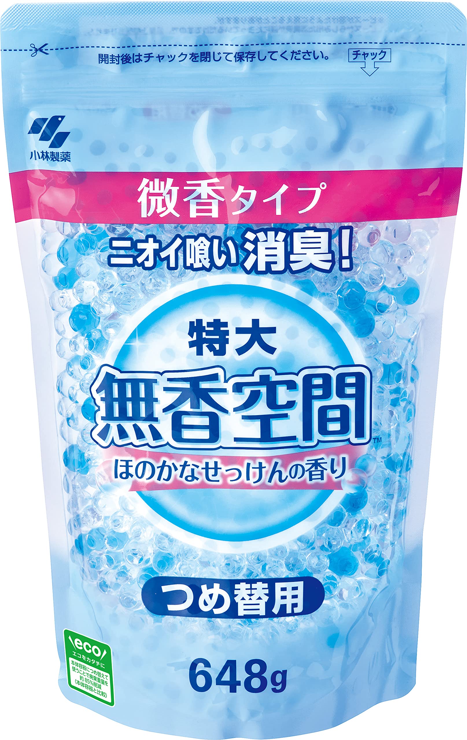 【まとめ買い】無香空間特大 ほのかなせっけんつめ替用パウチ 648G 容量648G×12点セット 小林製薬 芳香剤・部屋用