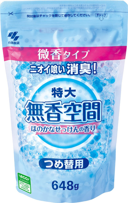 【まとめ買い】無香空間特大 ほのかなせっけんつめ替用パウチ 648G 容量648G×12点セット 小林製薬 芳香剤・部屋用